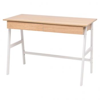 ARDEBO.de - Schreibtisch 110x55x75 cm Eichenbraun und Weiß