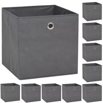 ARDEBO.de - Aufbewahrungsboxen 10 Stk. Vliesstoff 32 x 32 x 32 cm Grau