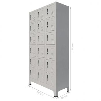 Schließfachschrank mit 18 Fächern Metall 90x40x180 cm 