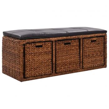 ARDEBO.de - Sitzbank mit 3 Körben Seegras 105×40×42 cm Braun