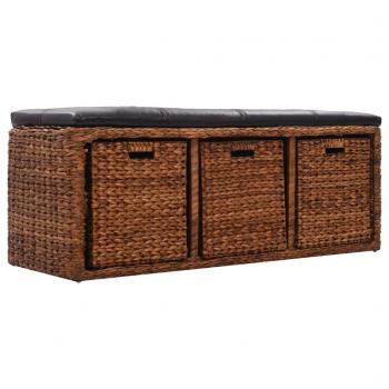 Sitzbank mit 3 Körben Seegras 105×40×42 cm Braun