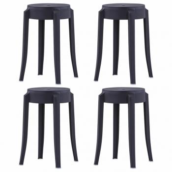 ARDEBO.de - Stapelbare Hocker 4 Stk. Schwarz Kunststoff