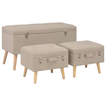 ARDEBO.de - Hocker mit Stauraum 3 Stk. Beige Stoff