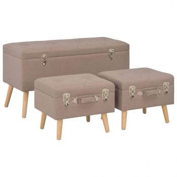 ARDEBO.de - Hocker mit Stauraum 3 Stk. Braun Stoff