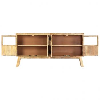 Sideboard Braun und Schwarz 160×30×80 cm Raues Mango-Massivholz