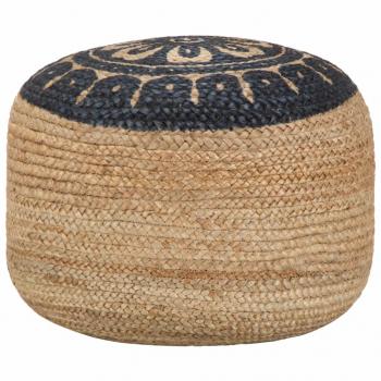 ARDEBO.de - Handgefertigter Sitzpuff Blau 45 x 30 cm Jute