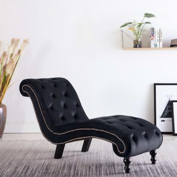 ARDEBO.de - Chaiselongue Schwarz Samt