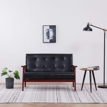 ARDEBO.de - 2-Sitzer-Sofa Schwarz Kunstleder