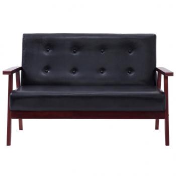 2-Sitzer-Sofa Schwarz Kunstleder