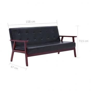 3-Sitzer-Sofa Schwarz Kunstleder