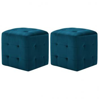 ARDEBO.de - Nachttische 2 Stk. Blau 30×30×30 cm Samtstoff