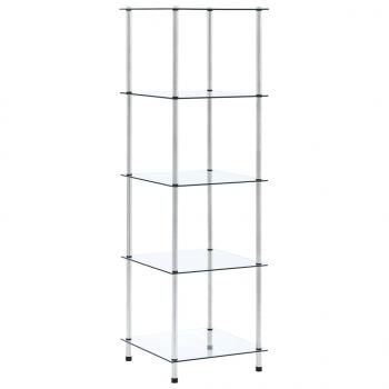 ARDEBO.de - Regal mit 5 Ablagen Transparent 40x40x130 cm Hartglas