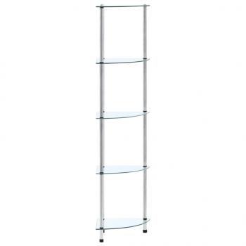 ARDEBO.de - Regal mit 5 Ablagen Transparent 30x30x130 cm Hartglas