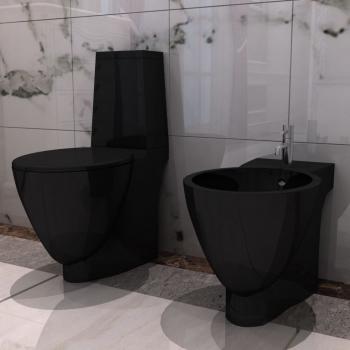 ARDEBO.de - Keramik-WC & Bidet-Set Schwarz