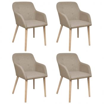 ARDEBO.de - Esszimmerstühle 4 Stk. Beige Stoff und Massivholz Eiche 