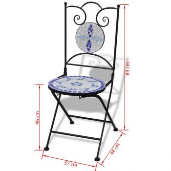 3-tlg. Bistro-Set Keramikfliesen Blau und Weiß