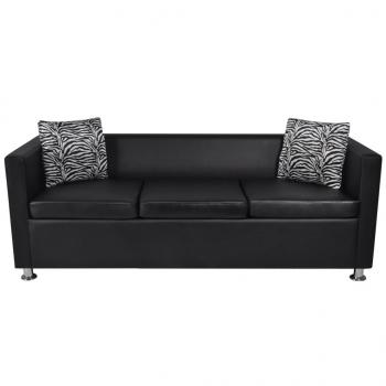 Sofa-Set Kunstleder 3-Sitzer und 2-Sitzer Schwarz 