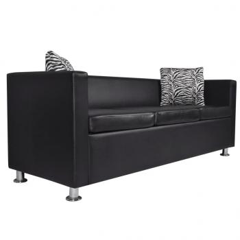 Sofa-Set Kunstleder 3-Sitzer und 2-Sitzer Schwarz 