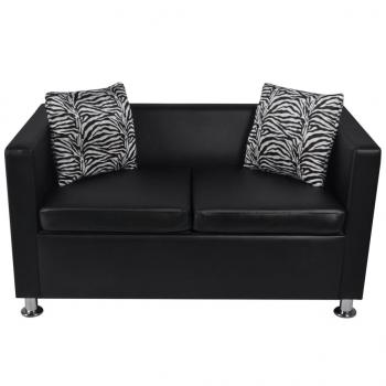 Sofa-Set Kunstleder 3-Sitzer und 2-Sitzer Schwarz 