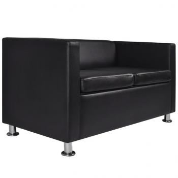 Sofa-Set Kunstleder 3-Sitzer und 2-Sitzer Schwarz 