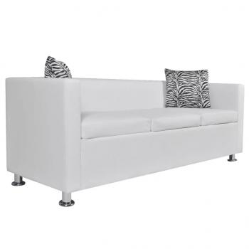 Sofa-Set Kunstleder 3-Sitzer + 2-Sitzer Weiß