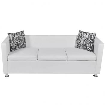 Sofa-Set Kunstleder 3-Sitzer + 2-Sitzer Weiß