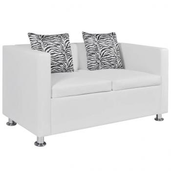 Sofa-Set Kunstleder 3-Sitzer + 2-Sitzer Weiß