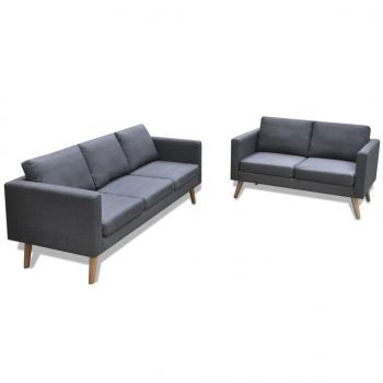 ARDEBO.de - Sofa Set 2-Sitzer und 3-Sitzer Stoff Dunkelgrau 