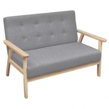 Sofa-Set 2-tlg. Stoff Hellgrau 