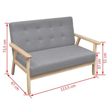 Sofa-Set 2-tlg. Stoff Hellgrau 