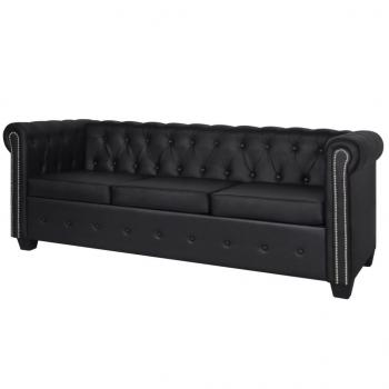 Chesterfield-Sofas 2-Sitzer und 3-Sitzer Kunstleder Schwarz 