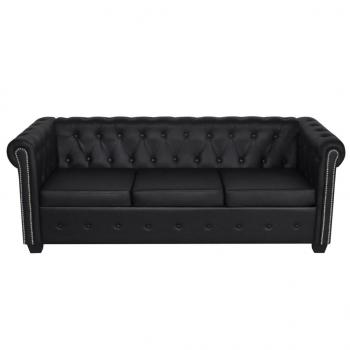 Chesterfield-Sofas 2-Sitzer und 3-Sitzer Kunstleder Schwarz 