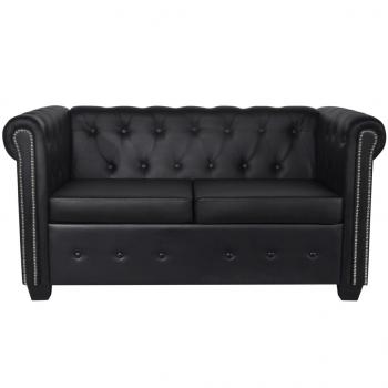 Chesterfield-Sofas 2-Sitzer und 3-Sitzer Kunstleder Schwarz 