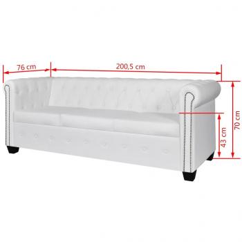   Chesterfield-Sofas 2-Sitzer und 3-Sitzer Kunstleder Weiß 