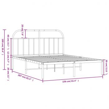 Bettgestell mit Kopfteil Metall Schwarz 150x200 cm