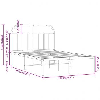 Bettgestell mit Kopfteil Metall Weiß 120x200 cm