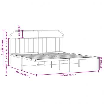 Bettgestell mit Kopfteil Metall Schwarz 180x200 cm