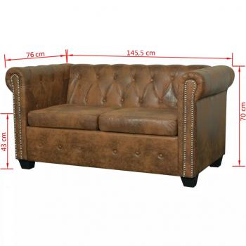 Chesterfield-Sofas 2-Sitzer und 3-Sitzer Braun