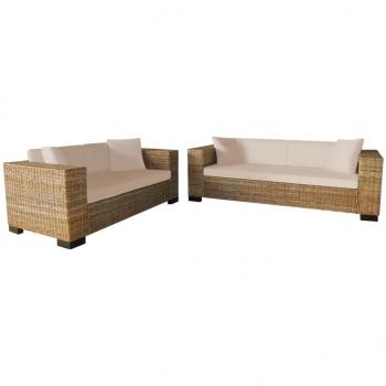 Sofa-Set 2-Sitzer und 3-Sitzer Echtes Rattan 