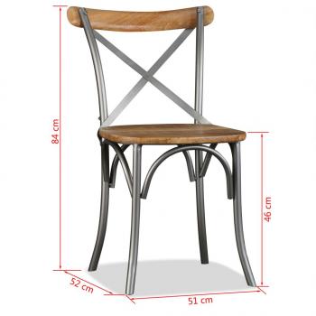 Esszimmerstühle 4 Stk. Mangoholz Massiv und Stahl-Kreuzlehne