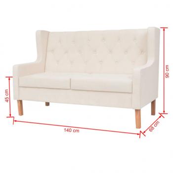 2-tlg. Sofa-Set Stoff Cremeweiß