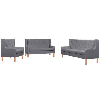 ARDEBO.de - 3-tlg. Sofa-Set Stoff Grau