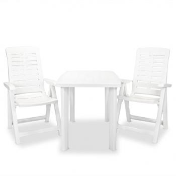 ARDEBO.de - 3-tlg. Bistro-Set Kunststoff Weiß