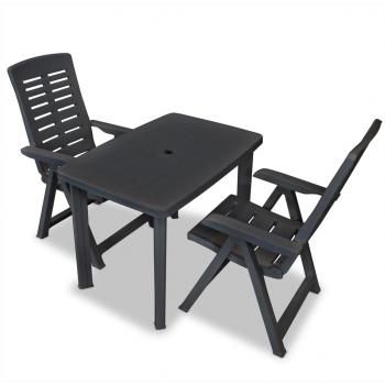 ARDEBO.de - 3-tlg. Bistro-Set Kunststoff Anthrazit