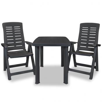 3-tlg. Bistro-Set Kunststoff Anthrazit