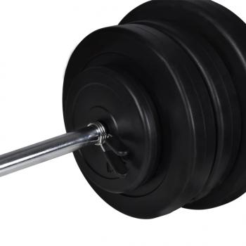 Trainingsbank mit Ablage, Langhantel und Kurzhantel Set 60,5 kg