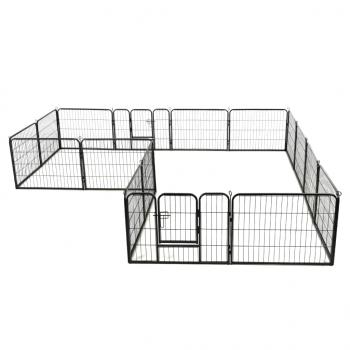 Hunde-Laufstall 16 Paneele Stahl 60x80 cm Schwarz 