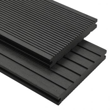 ARDEBO.de - WPC Massive Terrassendielen mit Zubehör 10 m² 4 m Schwarz