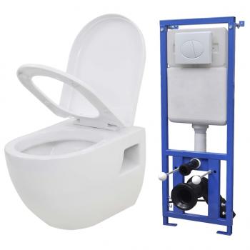 ARDEBO.de - Hänge-Toilette mit Einbau-Spülkasten Keramik Weiß