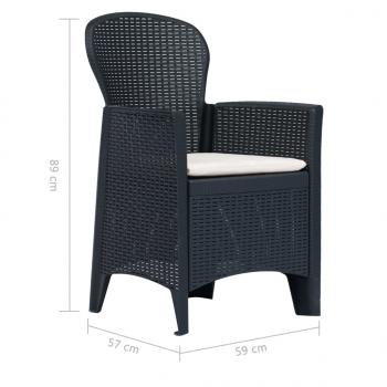 3-tlg. Bistro-Set Kunststoff Anthrazit Rattan-Optik